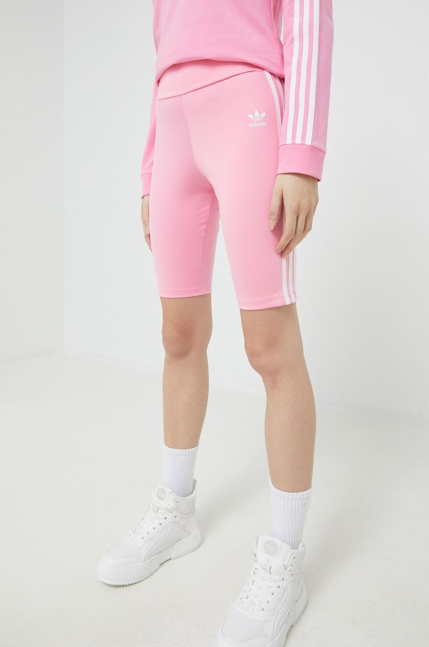 adidas Originals Kraťasy dámské růžová barva s aplikací high waist - Pepit.cz