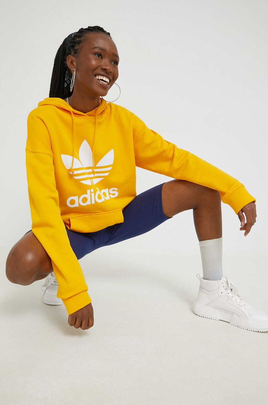 adidas Originals Kraťasy dámské tmavomodrá barva s potiskem high waist - Pepit.cz