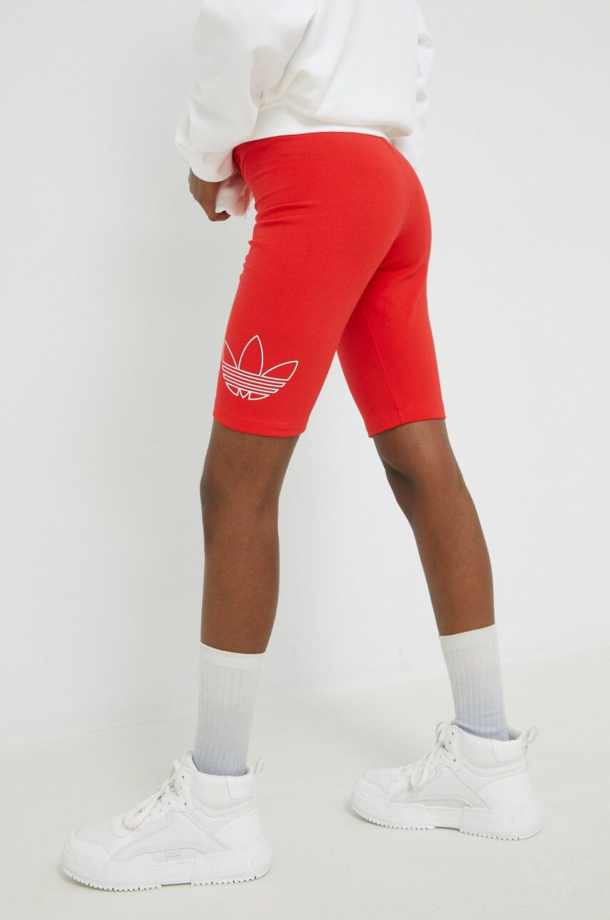 adidas Originals Kraťasy dámské červená barva s potiskem high waist - Pepit.cz