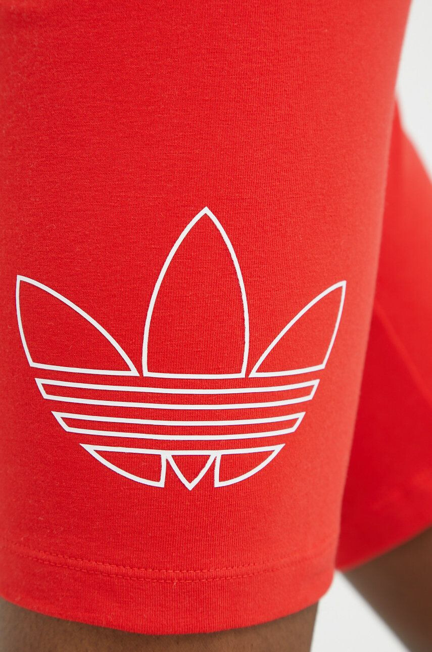 adidas Originals Kraťasy dámské červená barva s potiskem high waist - Pepit.cz