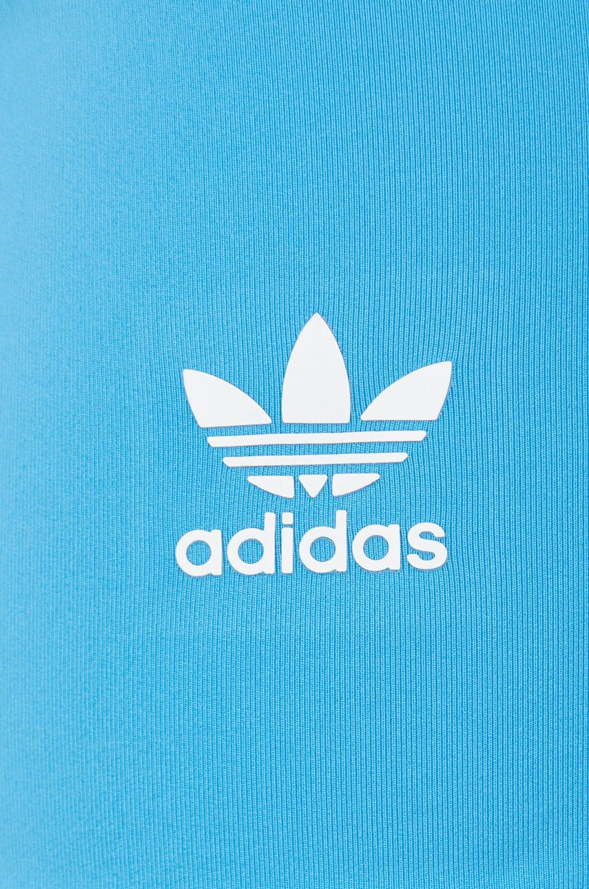 adidas Originals Kraťasy Adicolor HC1959 dámské tyrkysová barva s aplikací high waist - Pepit.cz