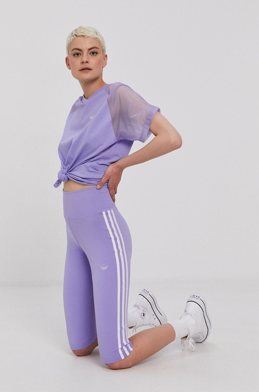 adidas Originals Kraťasy GN4440 dámské fialová barva s aplikací high waist - Pepit.cz