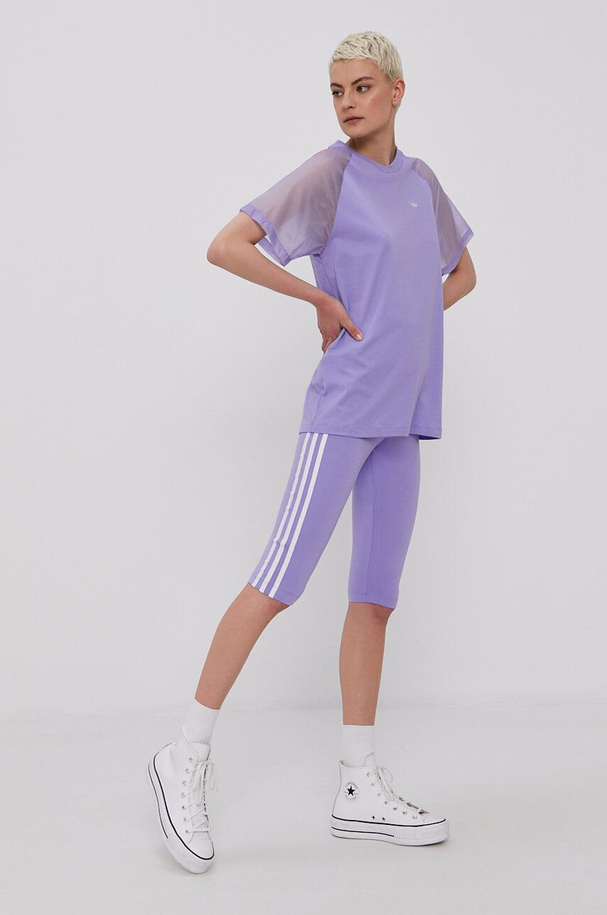 adidas Originals Kraťasy GN4440 dámské fialová barva s aplikací high waist - Pepit.cz