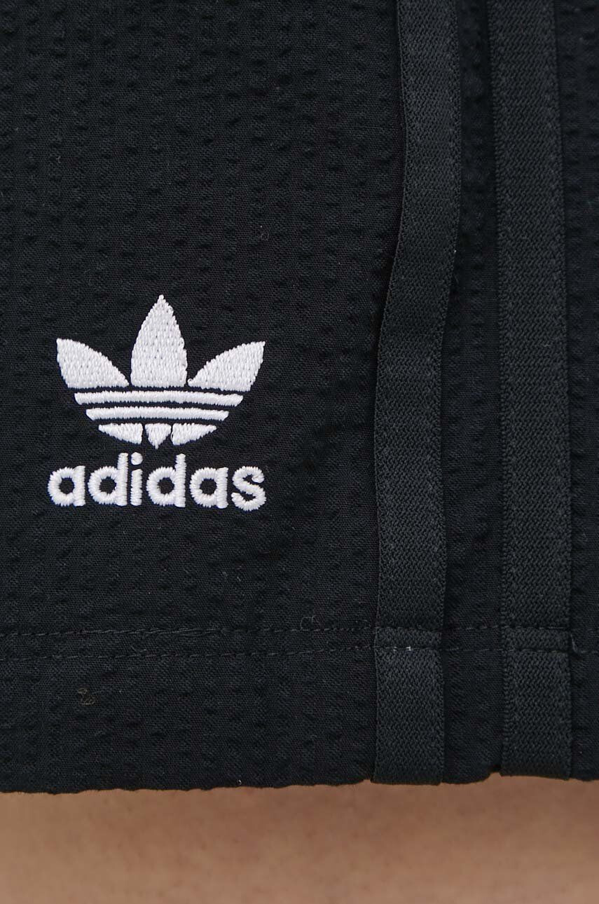 adidas Originals Kraťasy Adicolor HC2045 dámské černá barva hladké high waist HC2045-BLACK - Pepit.cz