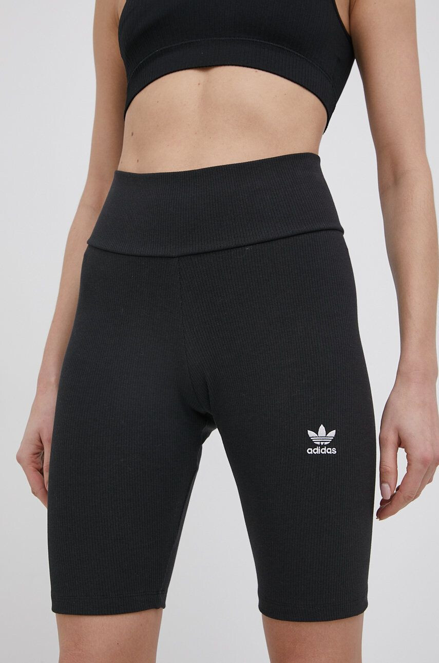 adidas Originals Kraťasy Adicolor HF7484 dámské černá barva hladké high waist - Pepit.cz