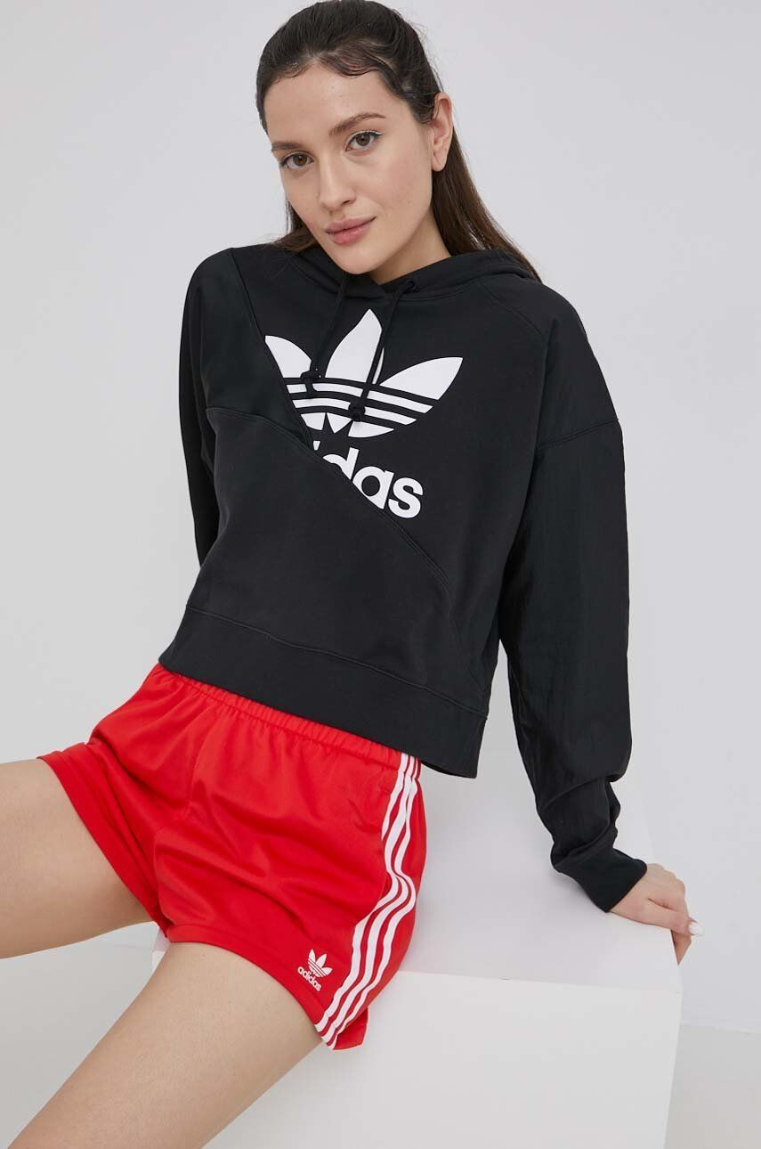 adidas Originals Kraťasy Adicolor HC0630 dámské černá barva hladké high waist - Pepit.cz