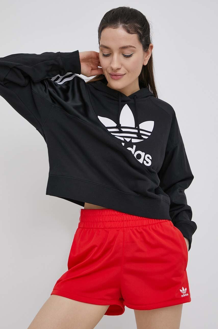 adidas Originals Kraťasy Adicolor HC0630 dámské černá barva hladké high waist - Pepit.cz