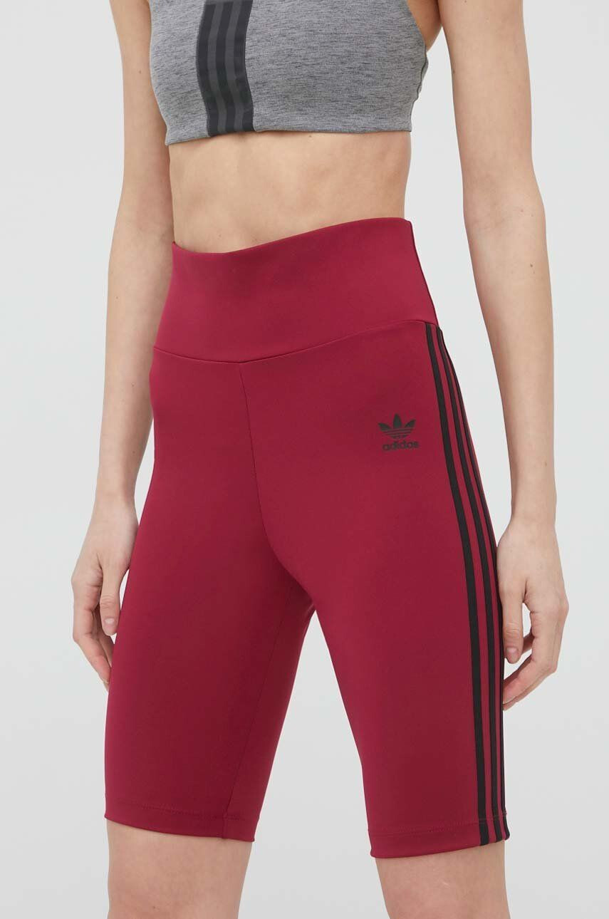 adidas Originals Kraťasy Trefoil Moments HE0406 dámské fialová barva s aplikací high waist HE0406-LEGBUR - Pepit.cz