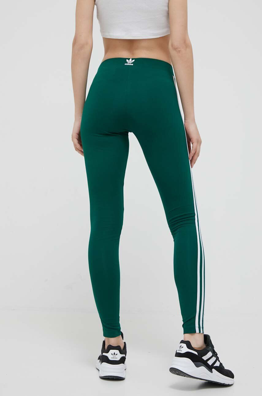 adidas Originals Legíny Adicolor Classics 3-Stripes Leggings dámské zelená barva s aplikací - Pepit.cz