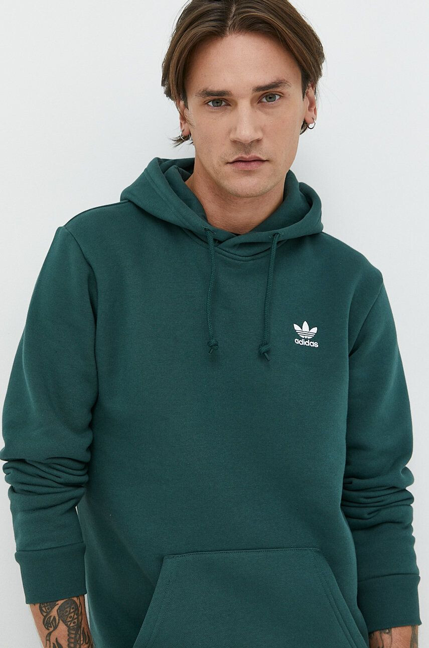 adidas Originals Mikina pánská zelená barva s kapucí s aplikací - Pepit.cz