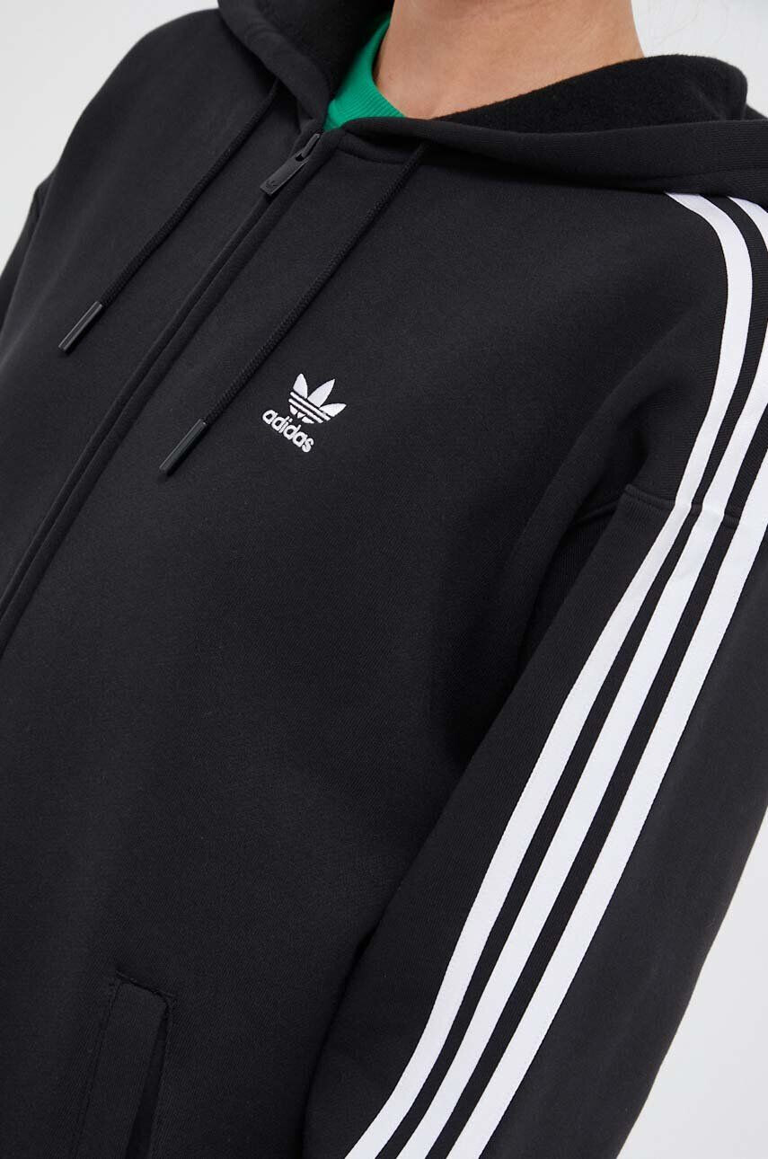 adidas Originals Mikina dámská černá barva s kapucí s aplikací - Pepit.cz