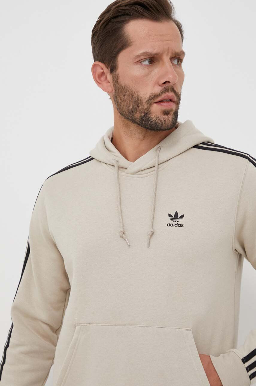 adidas Originals Mikina pánská béžová barva s kapucí s aplikací - Pepit.cz