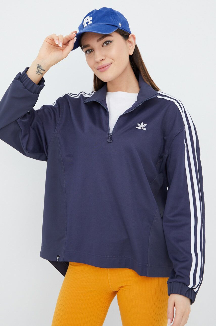 adidas Originals Mikina Adicolor HC4548 dámská fialová barva s aplikací - Pepit.cz