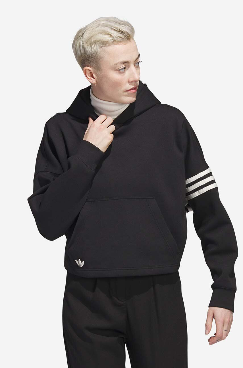 adidas Originals Mikina Adicolor Neuclassics Hoodie dámská černá barva s kapucí s aplikací IB5922-black - Pepit.cz