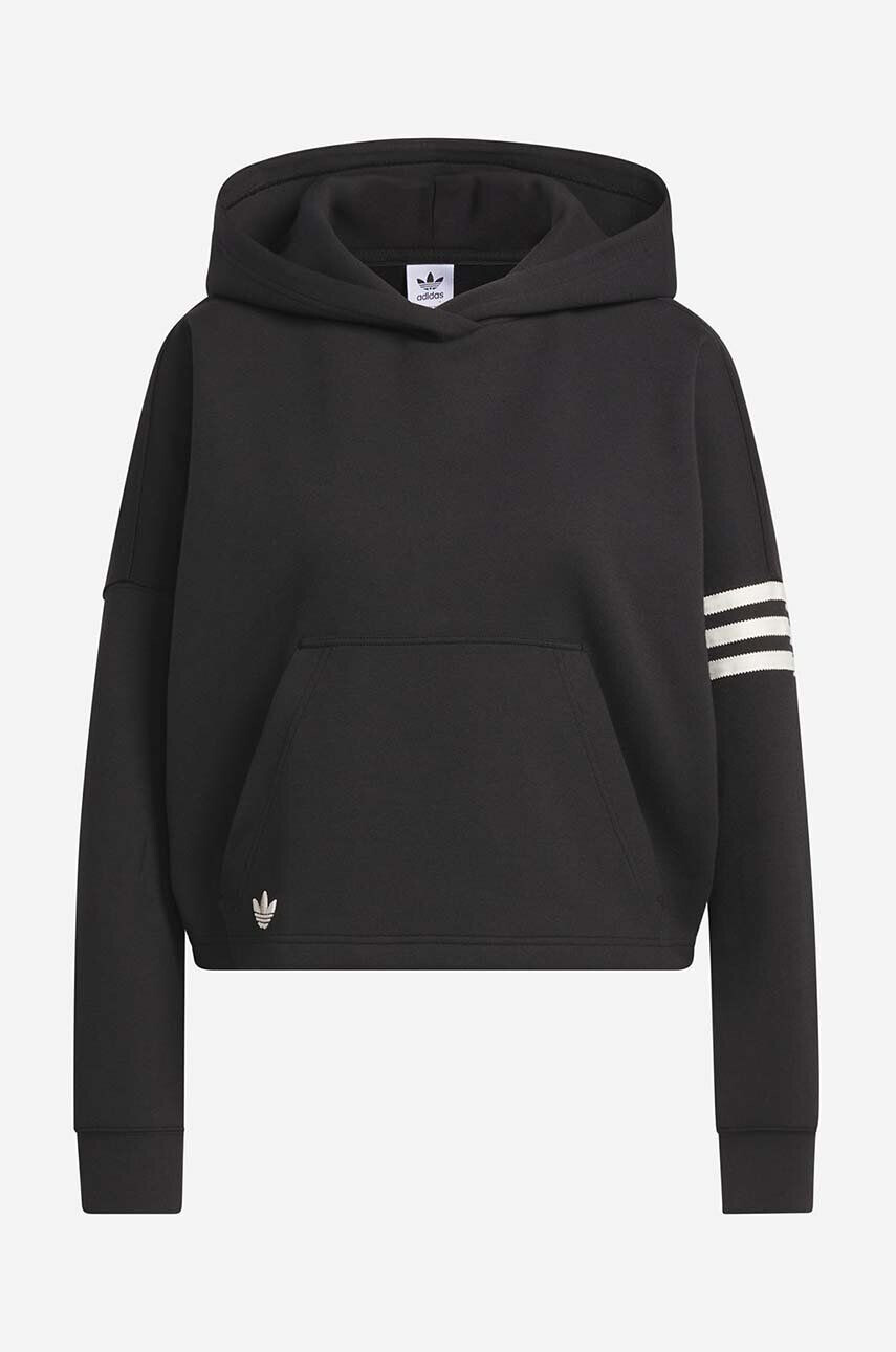 adidas Originals Mikina Adicolor Neuclassics Hoodie dámská černá barva s kapucí s aplikací IB5922-black - Pepit.cz