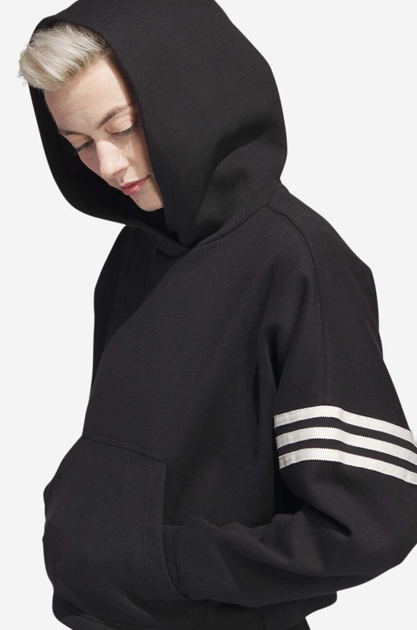 adidas Originals Mikina Adicolor Neuclassics Hoodie dámská černá barva s kapucí s aplikací IB5922-black - Pepit.cz