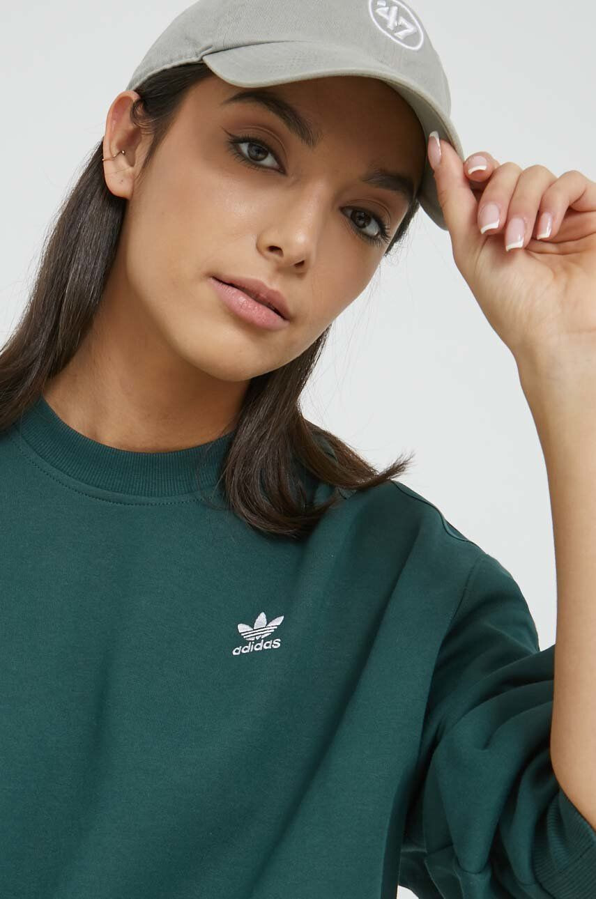 adidas Originals Mikina Always Original dámská zelená barva s aplikací - Pepit.cz