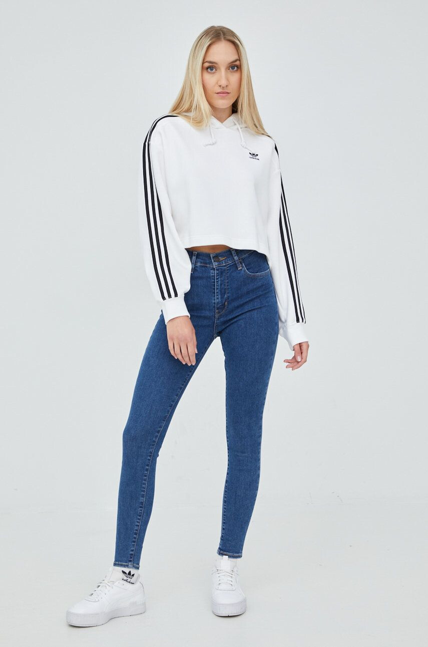 adidas Originals Mikina HN5884 dámská bílá barva s aplikací HN5884-WHITE - Pepit.cz