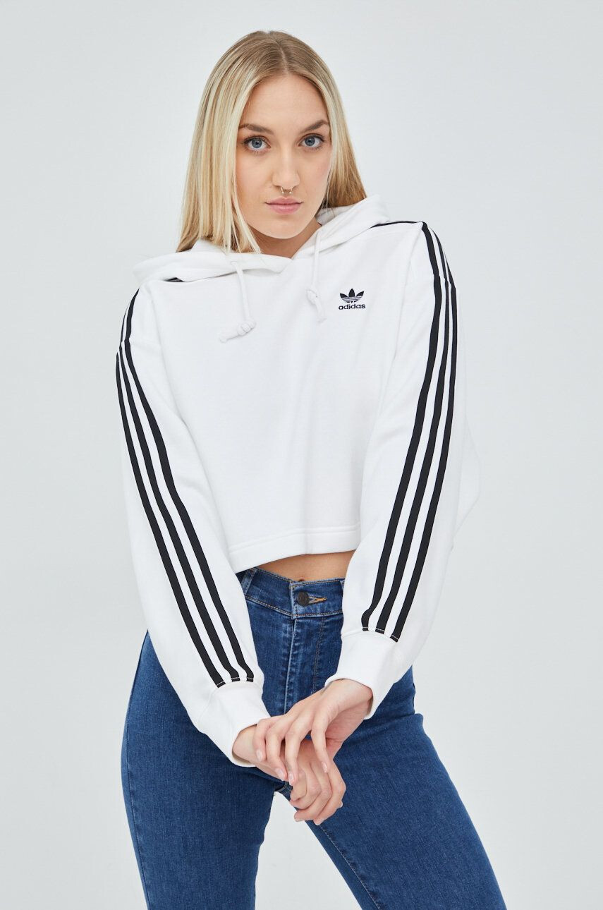 adidas Originals Mikina HN5884 dámská bílá barva s aplikací HN5884-WHITE - Pepit.cz