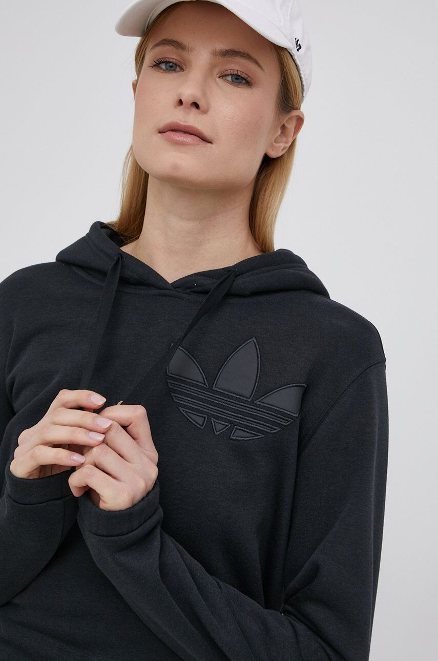 adidas Originals Mikina Trefoil Moments HE4732 dámská černá barva s aplikací - Pepit.cz