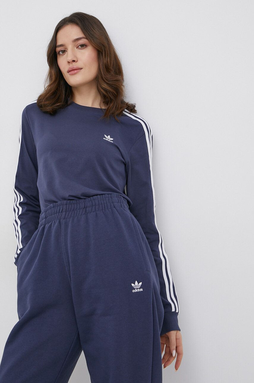 adidas Originals Tričko s dlouhým rukávem Adicolor HE6877 dámske tmavomodrá barva - Pepit.cz