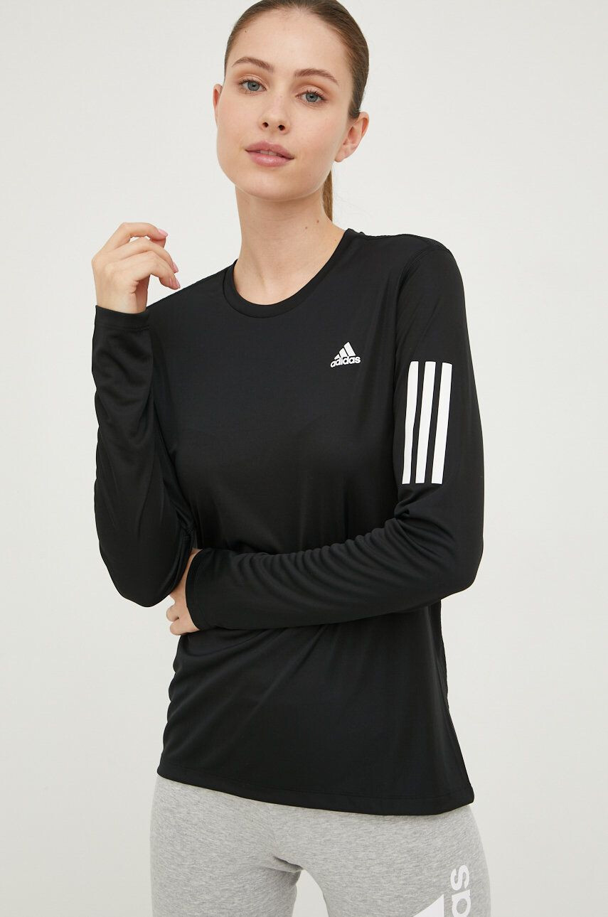 adidas Performance Běžecké triko s dlouhým rukávem Own The Run černá barva - Pepit.cz