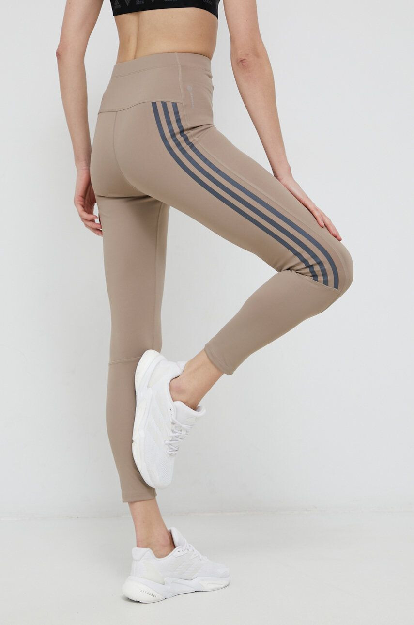 adidas Performance Běžecké legíny HD9139 dámské hnědá barva hladké - Pepit.cz