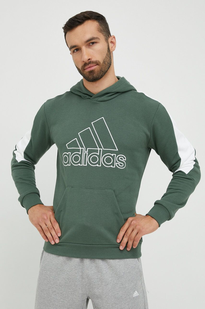 adidas Performance Mikina pánská zelená barva s aplikací - Pepit.cz