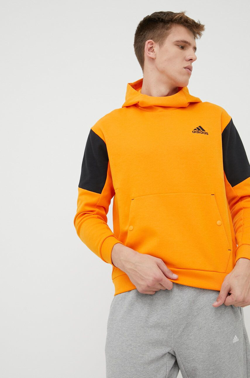 adidas Performance Mikina HE9819 pánská oranžová barva s potiskem - Pepit.cz