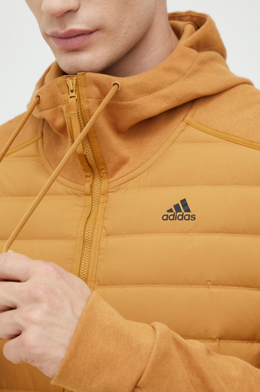 adidas Performance Mikina Varilite Hybrid pánská hnědá barva - Pepit.cz