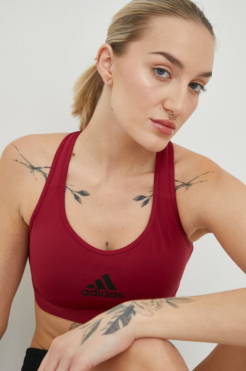 adidas Performance Sportovní podprsenka Powerreact vínová barva - Pepit.cz