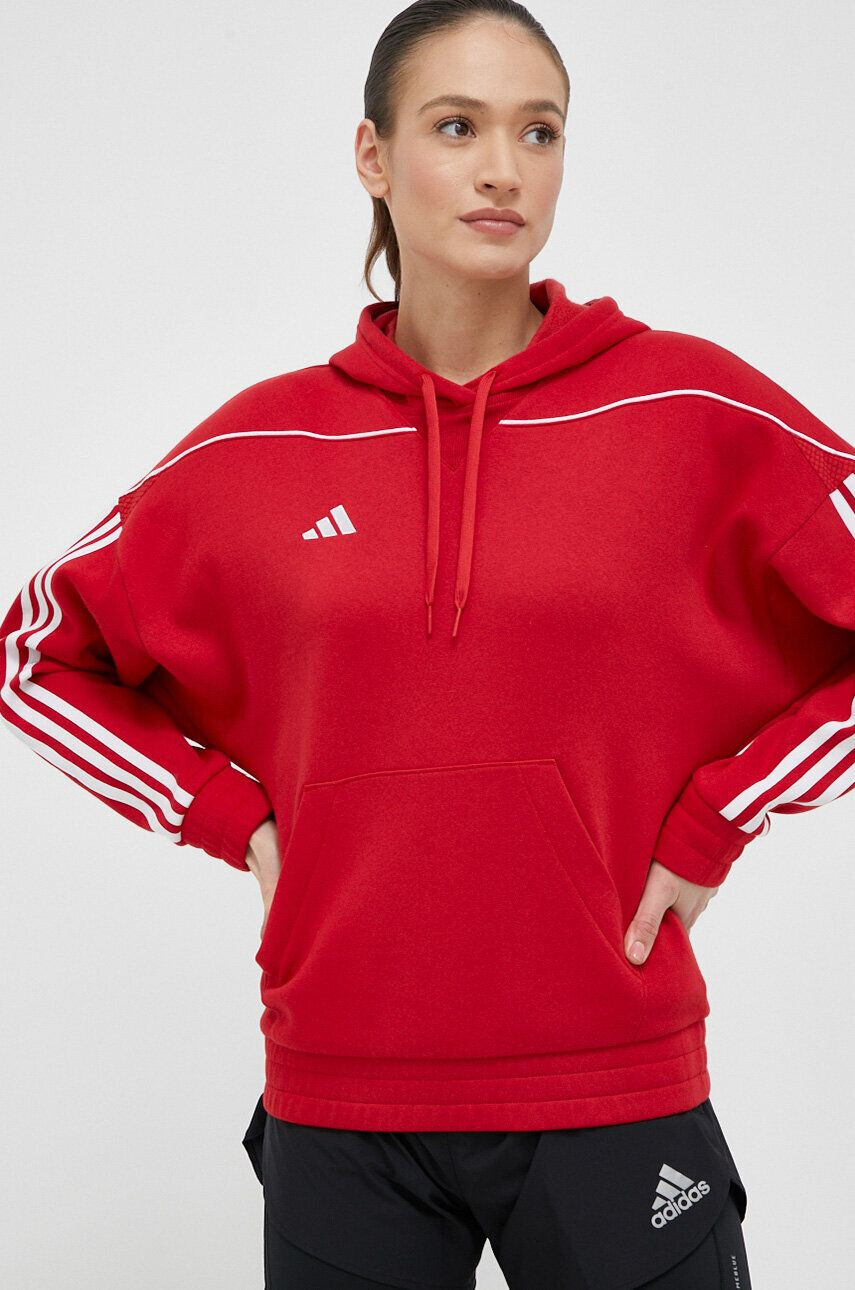 adidas Performance Tepláková mikina Tiro 23 League červená barva s kapucí s aplikací - Pepit.cz