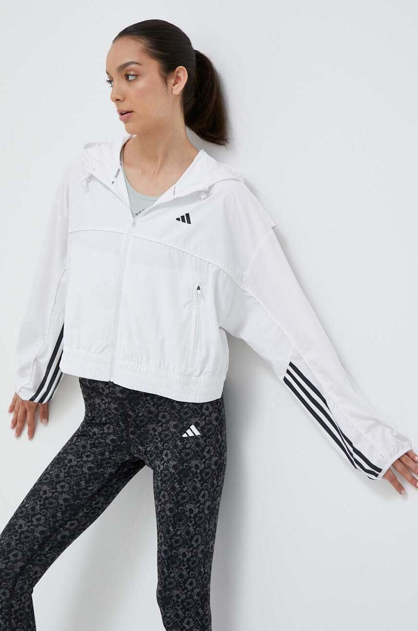 adidas Performance Tréninková bunda Hyperglam bílá barva přechodná oversize - Pepit.cz