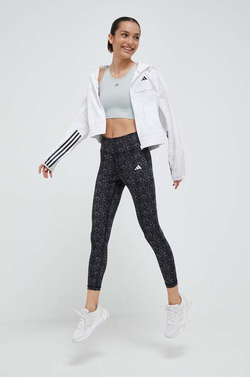 adidas Performance Tréninková bunda Hyperglam bílá barva přechodná oversize - Pepit.cz