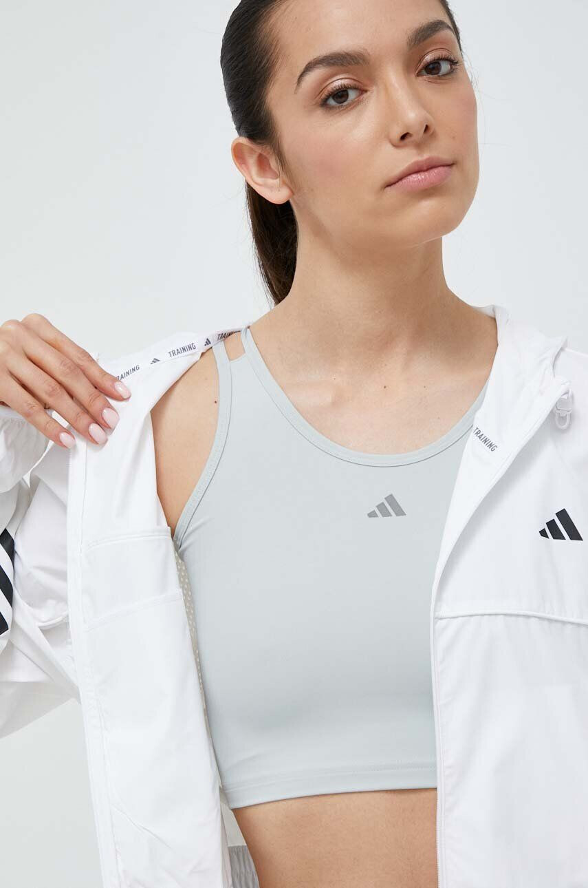 adidas Performance Tréninková bunda Hyperglam bílá barva přechodná oversize - Pepit.cz