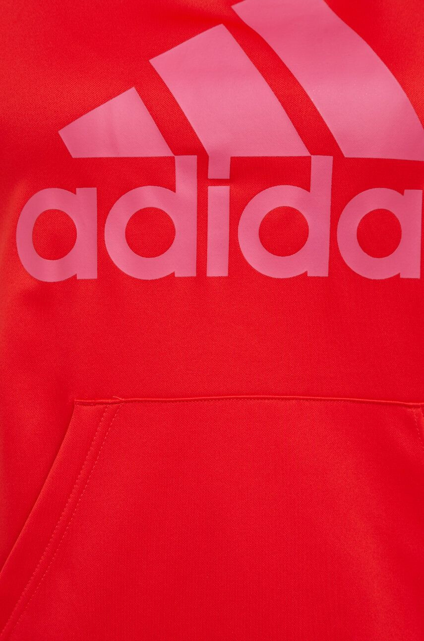 adidas Performance Tréninková mikina červená barva s kapucí s potiskem - Pepit.cz