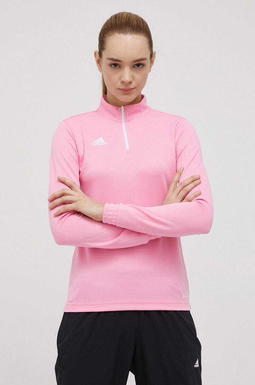 adidas Performance Tréninková mikina Entrada 22 HC5045 růžová barva s pologolfem - Pepit.cz