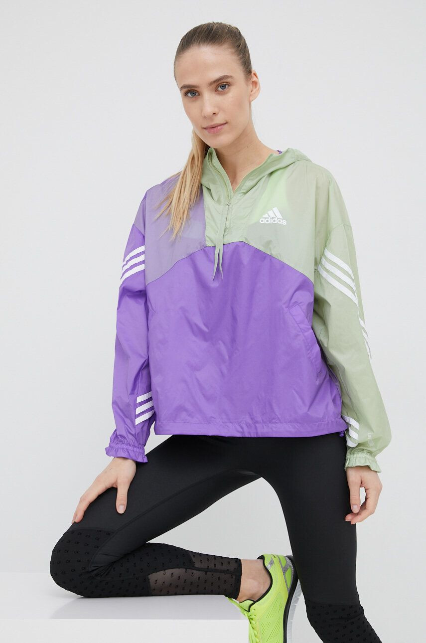 adidas Performance Větrovka Back to Sport fialová barva přechodná oversize - Pepit.cz