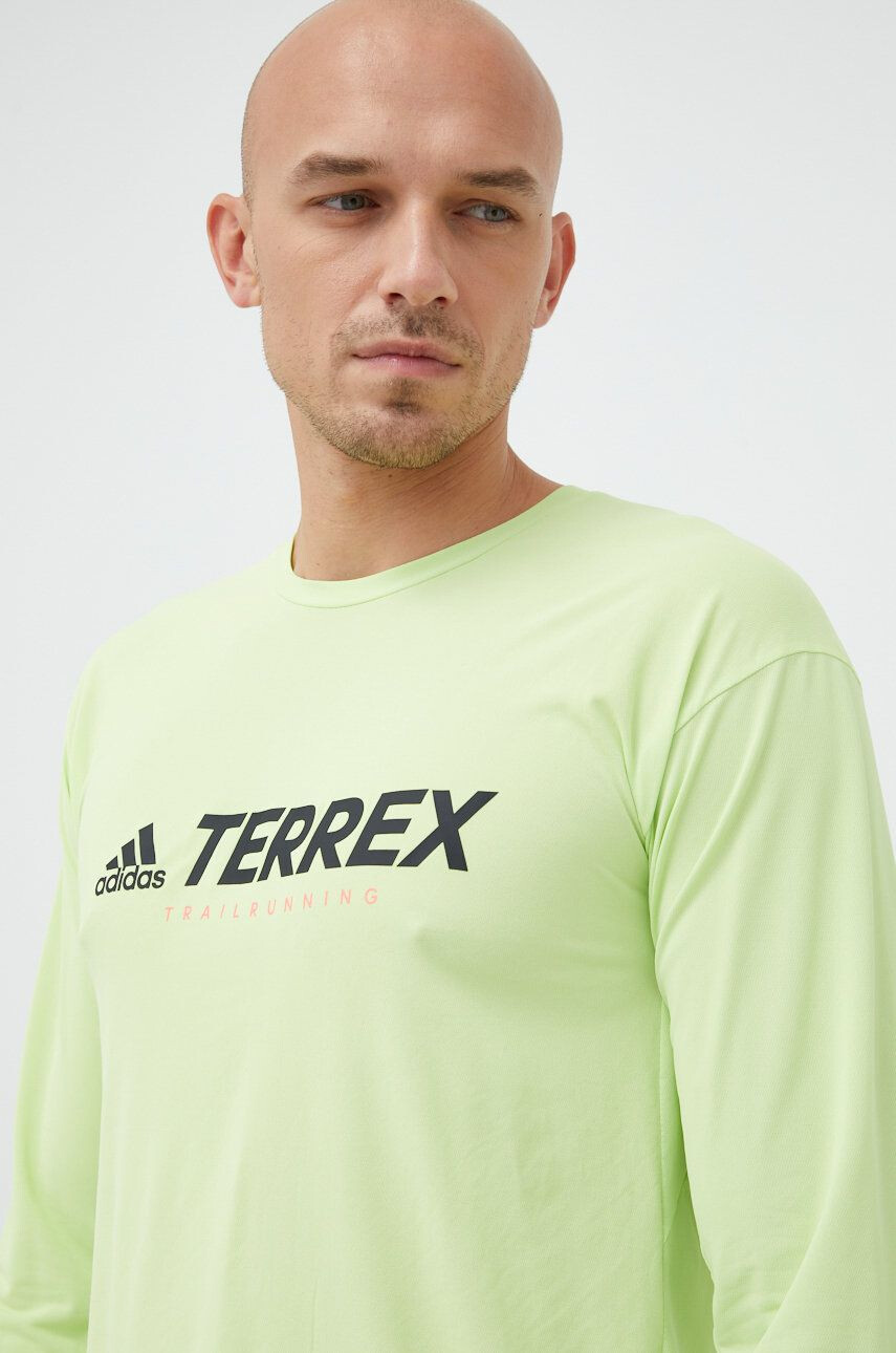 adidas TERREX Sportovní dlouhý rukáv Trail zelená barva s potiskem - Pepit.cz