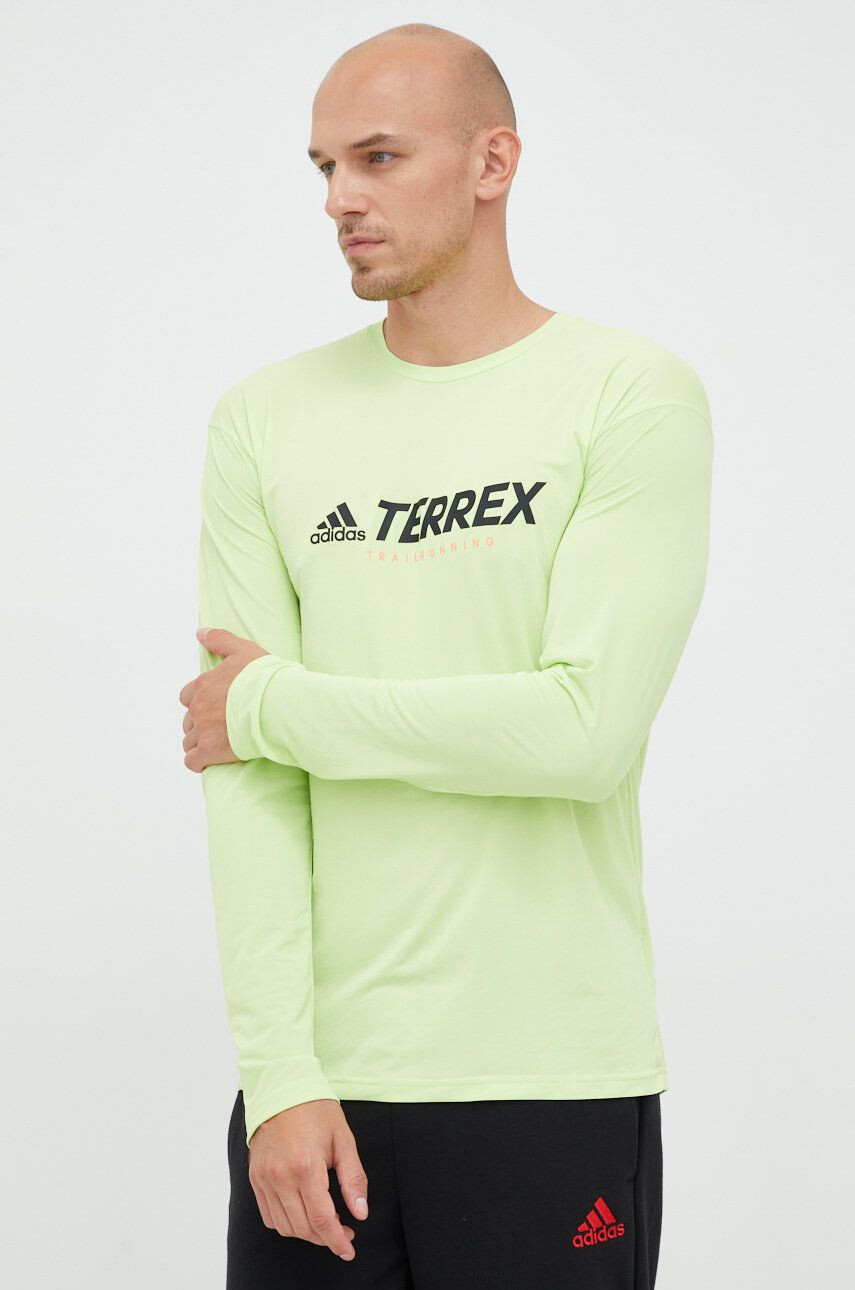 adidas TERREX Sportovní dlouhý rukáv Trail zelená barva s potiskem - Pepit.cz