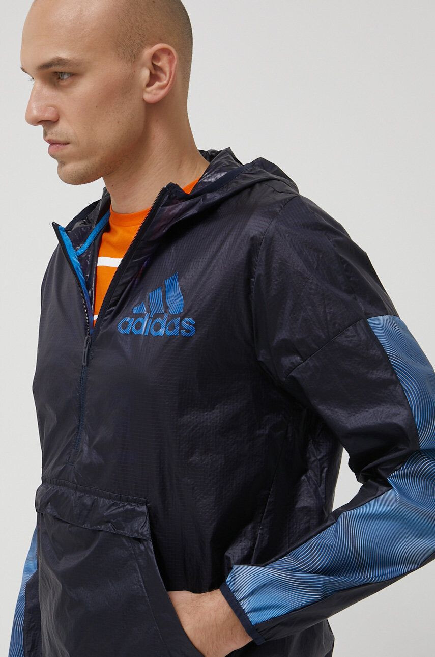 adidas Větrovka Season HD4335 tmavomodrá barva přechodná oversize - Pepit.cz