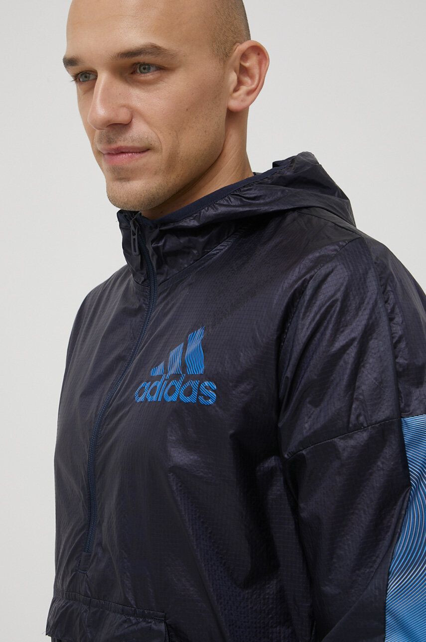 adidas Větrovka Season HD4335 tmavomodrá barva přechodná oversize - Pepit.cz