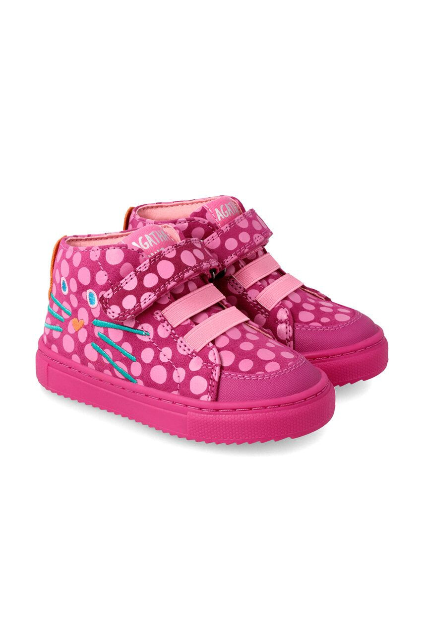 Agatha Ruiz de la Prada Dětské kožené sneakers boty růžová barva - Pepit.cz