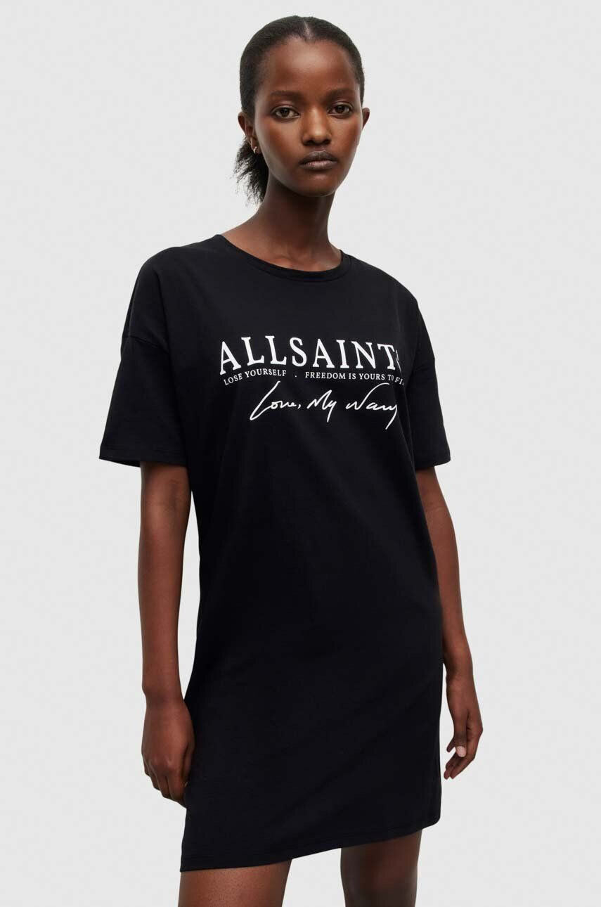 AllSaints Bavlněné šaty černá barva mini oversize - Pepit.cz