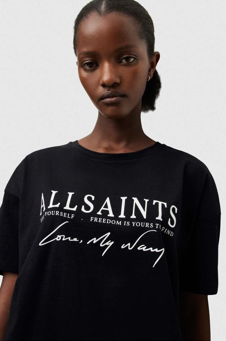 AllSaints Bavlněné šaty černá barva mini oversize - Pepit.cz