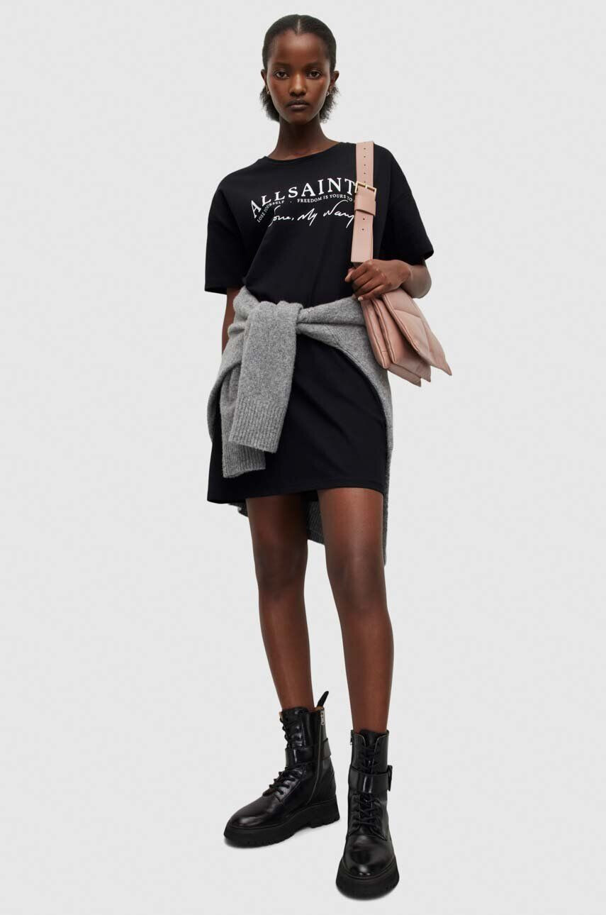 AllSaints Bavlněné šaty černá barva mini oversize - Pepit.cz