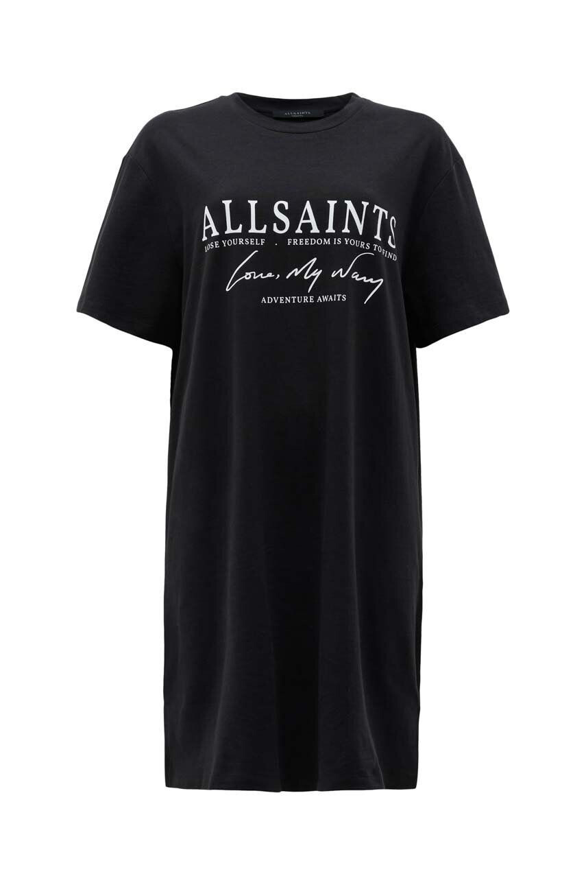 AllSaints Bavlněné šaty černá barva mini oversize - Pepit.cz