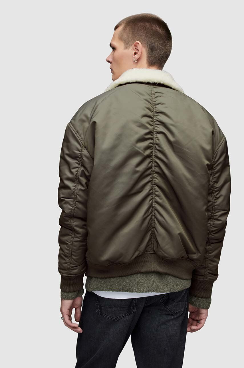 AllSaints Bomber bunda zelená barva zimní - Pepit.cz