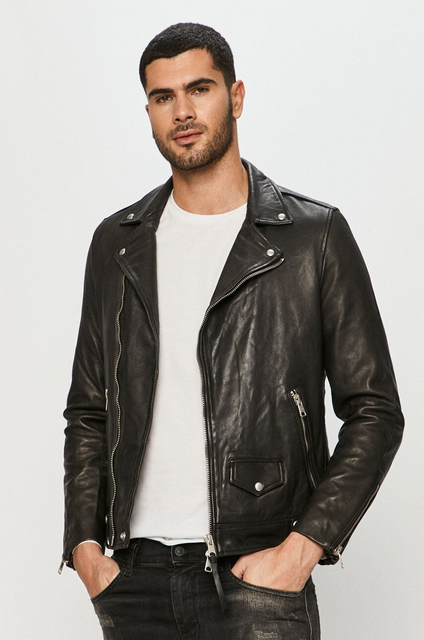 AllSaints Kožená bunda Milo Biker - Pepit.cz