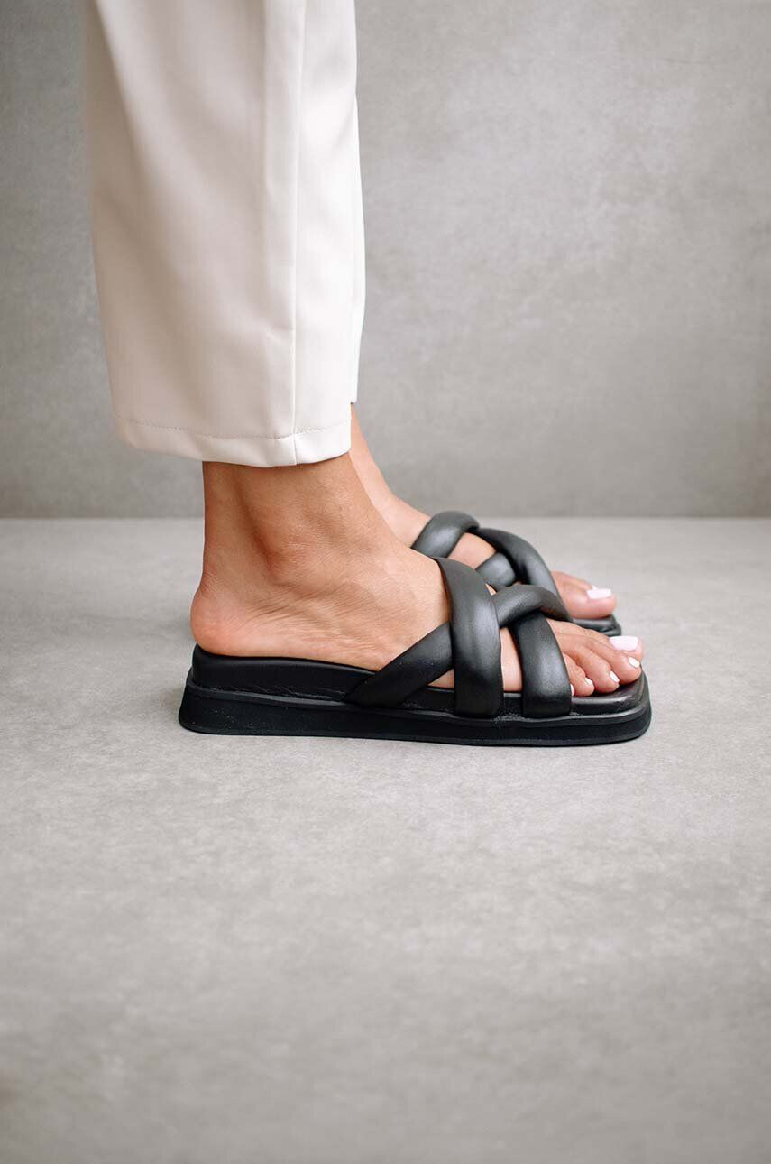 Alohas Kožené pantofle Slip On Cross dámské černá barva S00202.25 - Pepit.cz